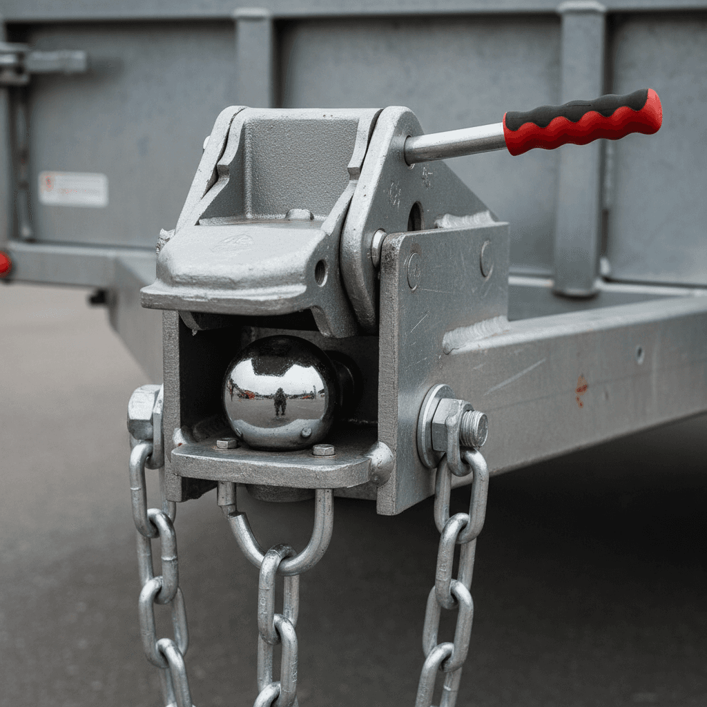 Close-up of trailer hitch capacity sticker showing 1200 kg