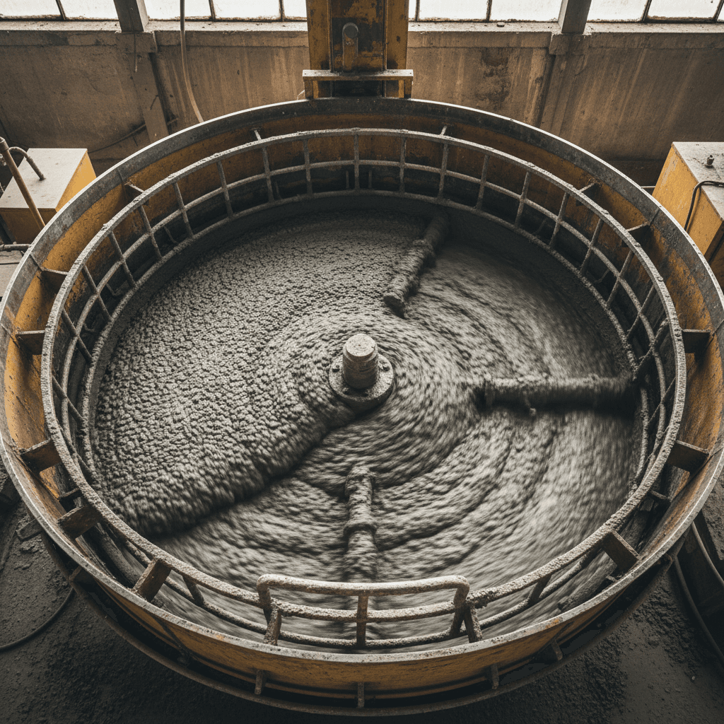 A concrete mixer being loaded in a backyard