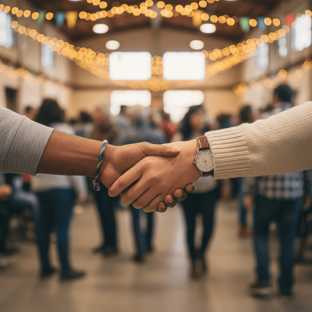 A straightforward handshake sealing a hire deal